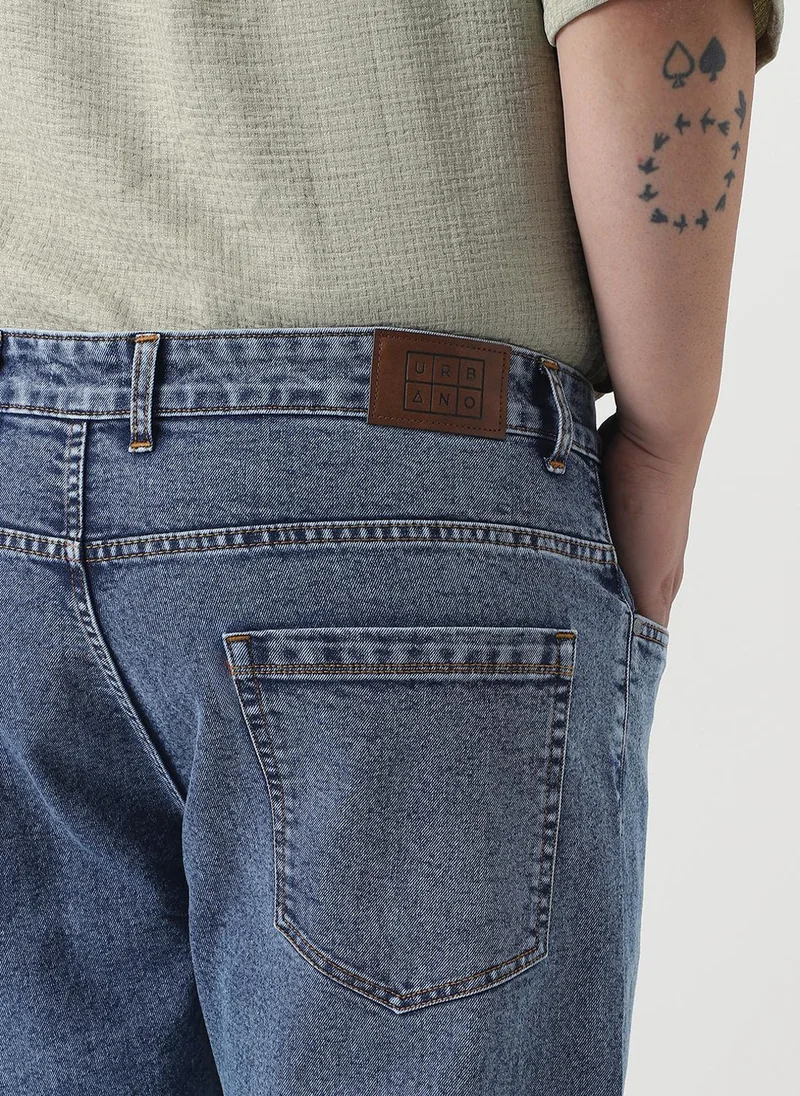 Urbano Fashion  Urbano Plus Men's Light Blue Slim Fit Washed Denim Jeans Stretchable for Men | Best Price UAE